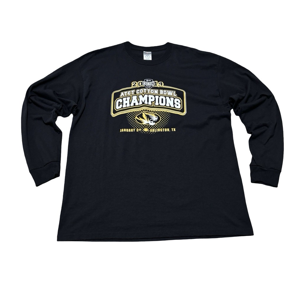 Mizzou Tigers 2014 AT&T Cotton Bowl Champions Long Sleeve Shirt 2XL 24 x 31